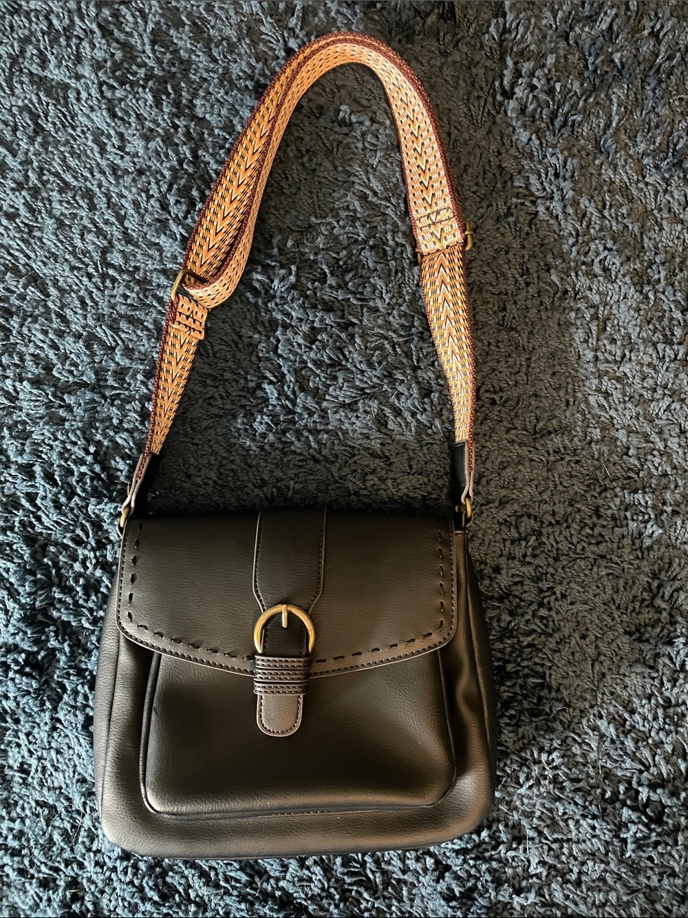 Ana Black Leather Crossbody Bag